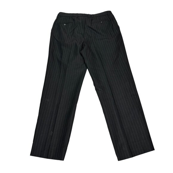 Mens Trousers England Tasmanian Wool Cashmere Black Pinstripe Pants Work - Picture 4 of 16